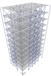 Building model with bracings seismic retrofitting technique