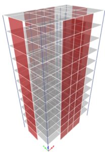 Building model with shear wall seismic retrofitting technique